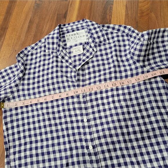 Frank & Eileen Eileen Shirt Relaxed Linen Button Front Gingham Plaid Size XXS - Picture 9 of 10